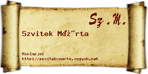 Szvitek Márta névjegykártya